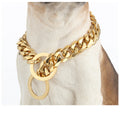 Gold Stainless Steel P Chain Slip Dog Collar Metal Training Choke Collar for Large Breed Dogs