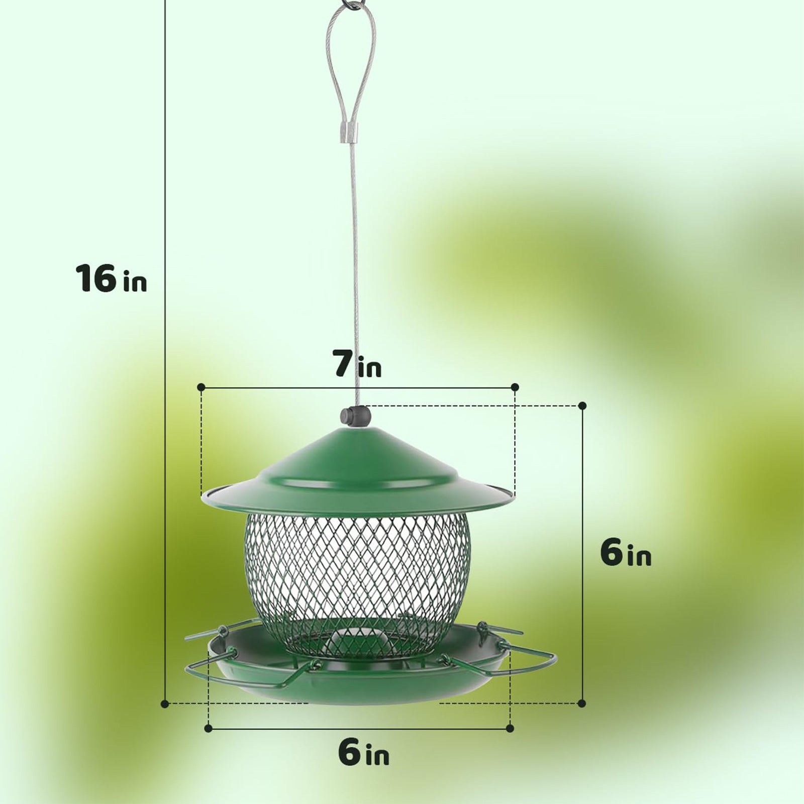 Squirrel Proof Weight-Activated Metal Bird Feeder with Rain Guard