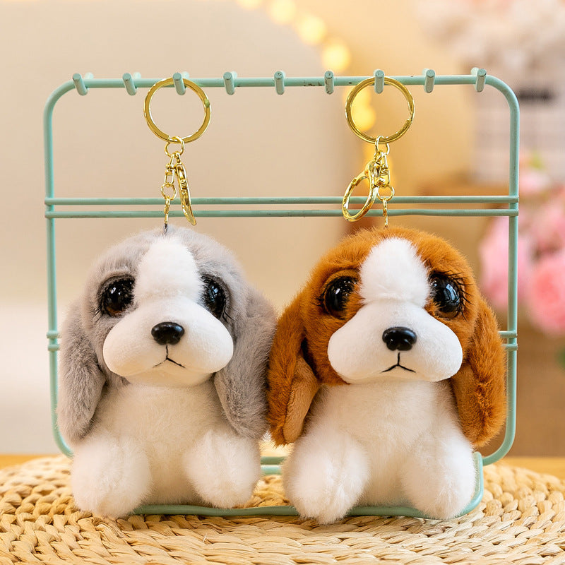 Plush Puppy Bag Charm - Realistic Stuffed Dog Keychain