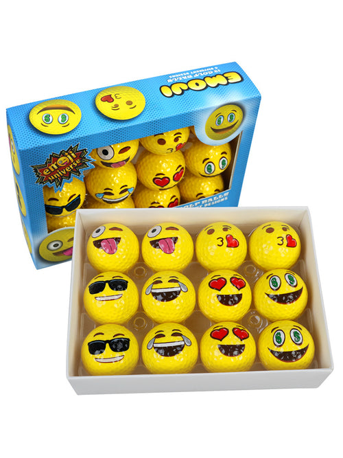 Emoji Double‑Layer Practice Golf Balls Gift Box – 12 Fun Cartoon Faces
