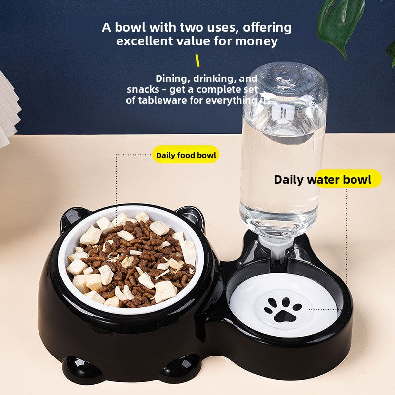 2-in-1 Dog Food & Water Feeder| Tilted Bowl with Automatic Gravity Water Refill