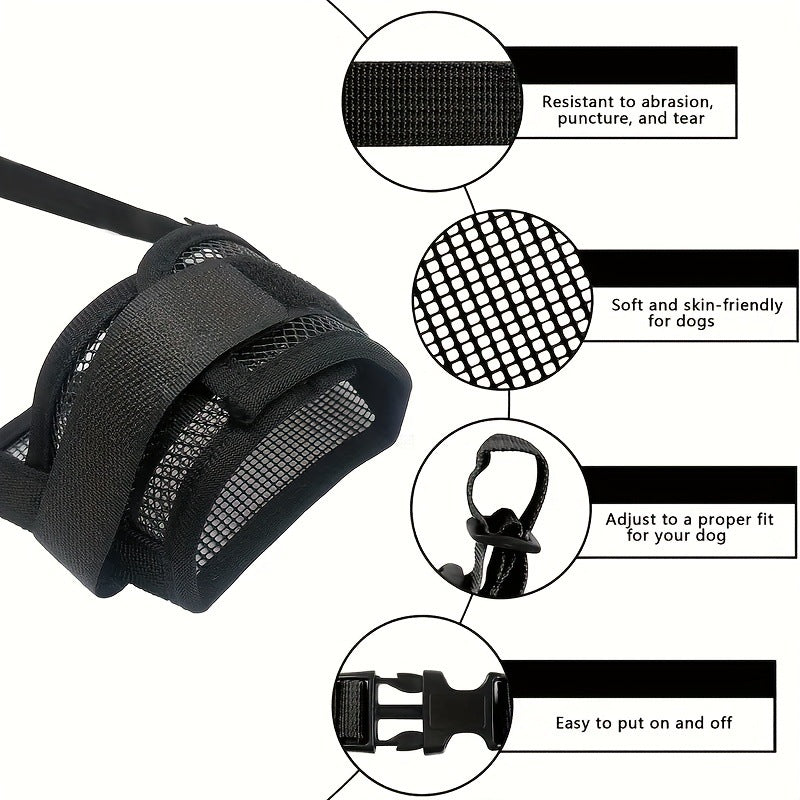Adjustable Dog Muzzle — Lightweight Safety Muzzle for Vet Visits, Grooming & Scavenging| Allows Panting & Drinking (S–XXL)