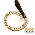 32mm Stainless Steel Dog Chain Collar with Leather Leash Multi Size Pet Neck Chain