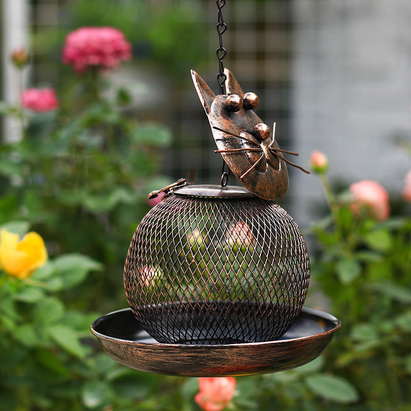 Cat-Shaped Metal Bird Feeder
