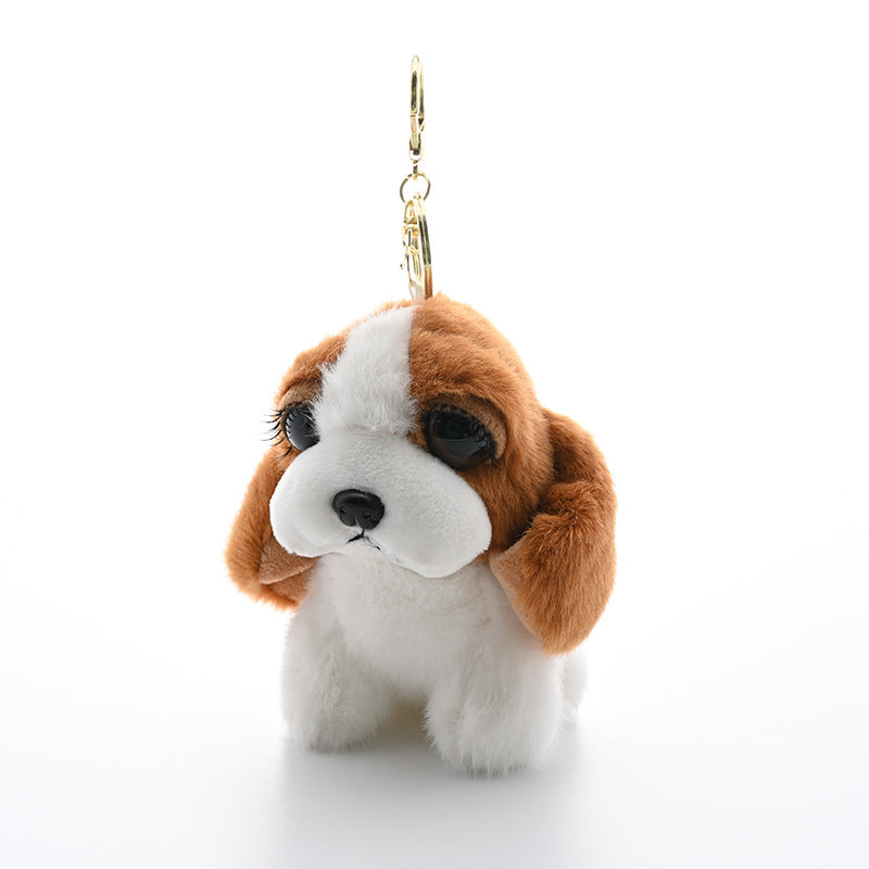 Plush Puppy Bag Charm - Realistic Stuffed Dog Keychain