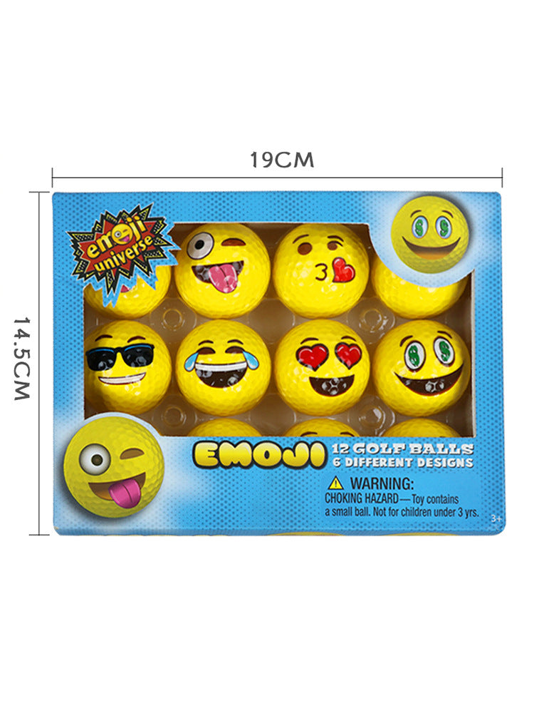 Emoji Double‑Layer Practice Golf Balls Gift Box – 12 Fun Cartoon Faces