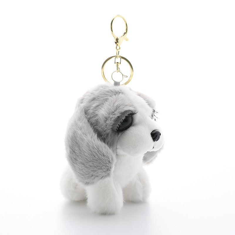 Plush Puppy Bag Charm - Realistic Stuffed Dog Keychain
