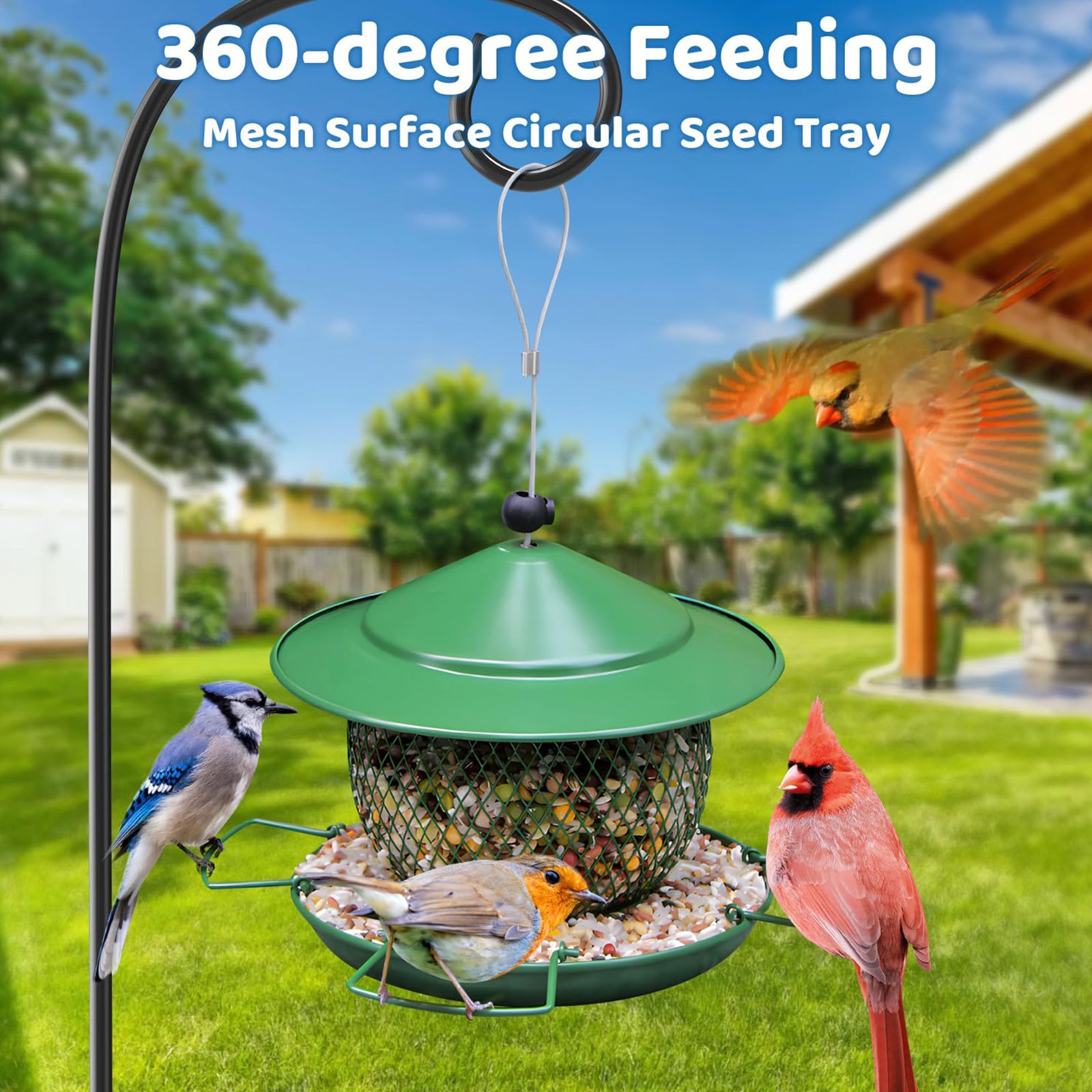 Squirrel Proof Weight-Activated Metal Bird Feeder with Rain Guard