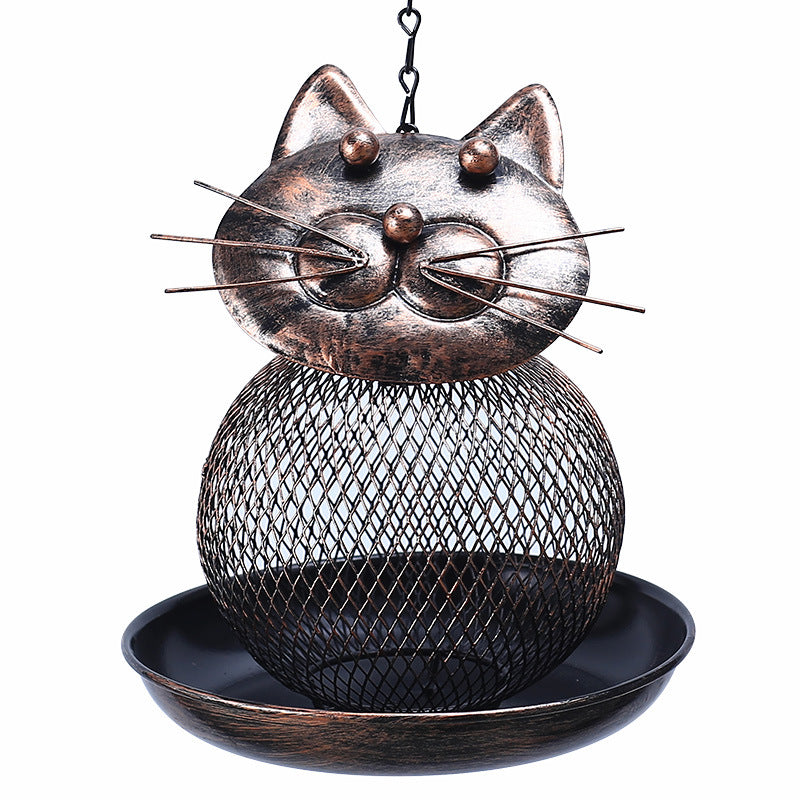 Cat-Shaped Metal Bird Feeder