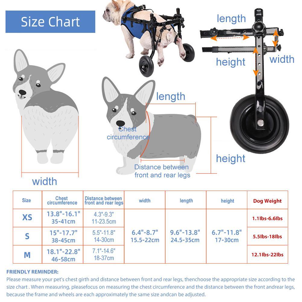 Lightweight Adjustable Dog Wheelchair for Rear Legs