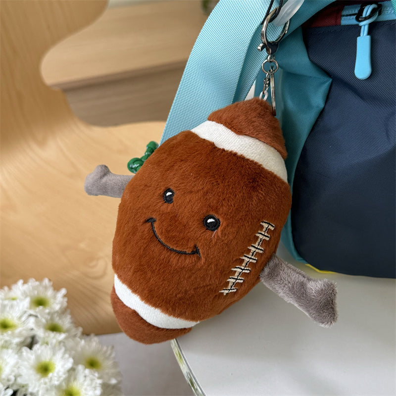 Cute Plush Sports Ball Bag Charms - Kawaii Amigurumi Style Stuffed Toy Bag Charms for Kids & Sports Fans