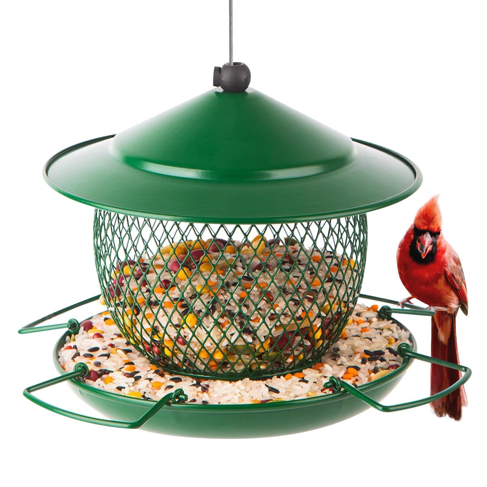 Squirrel Proof Weight-Activated Metal Bird Feeder with Rain Guard