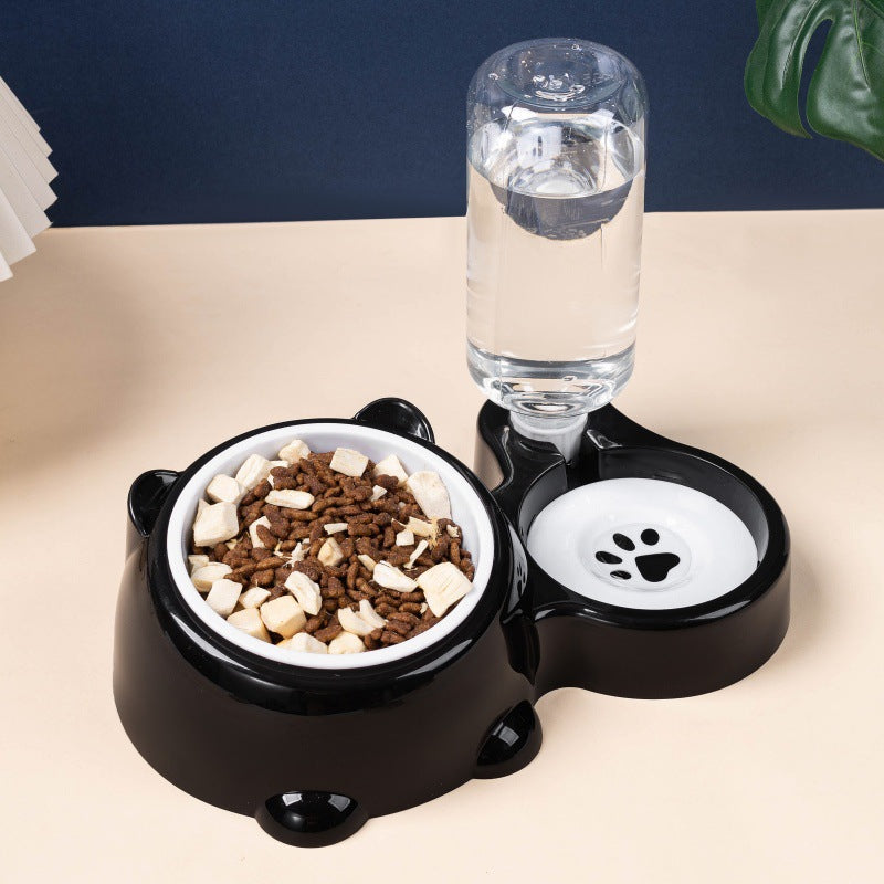 2-in-1 Dog Food & Water Feeder| Tilted Bowl with Automatic Gravity Water Refill