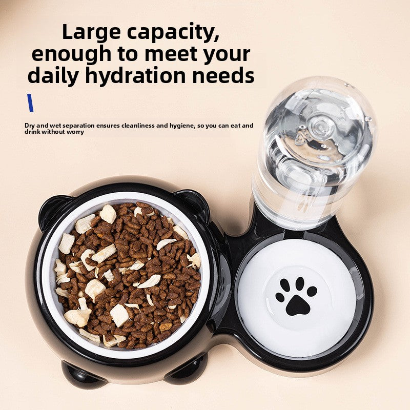 2-in-1 Dog Food & Water Feeder| Tilted Bowl with Automatic Gravity Water Refill