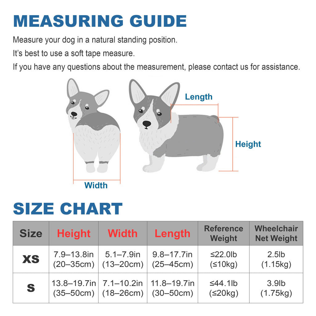 Adjustable 2-Wheel Dog Wheelchair for Rear Leg Disability