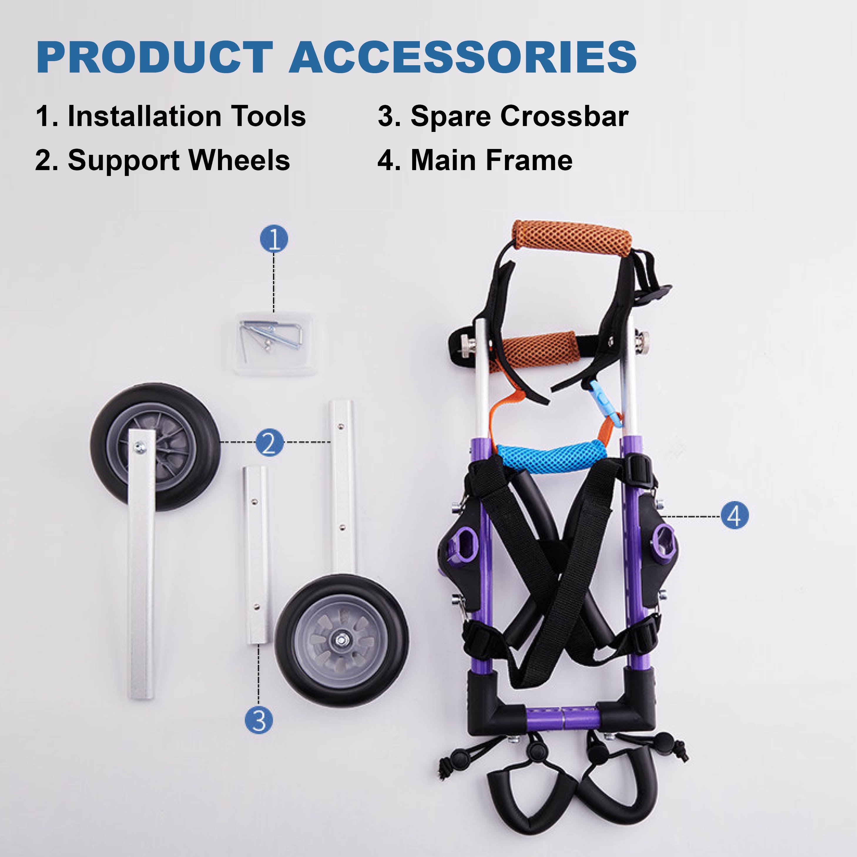 Adjustable 2-Wheel Dog Wheelchair for Rear Leg Disability