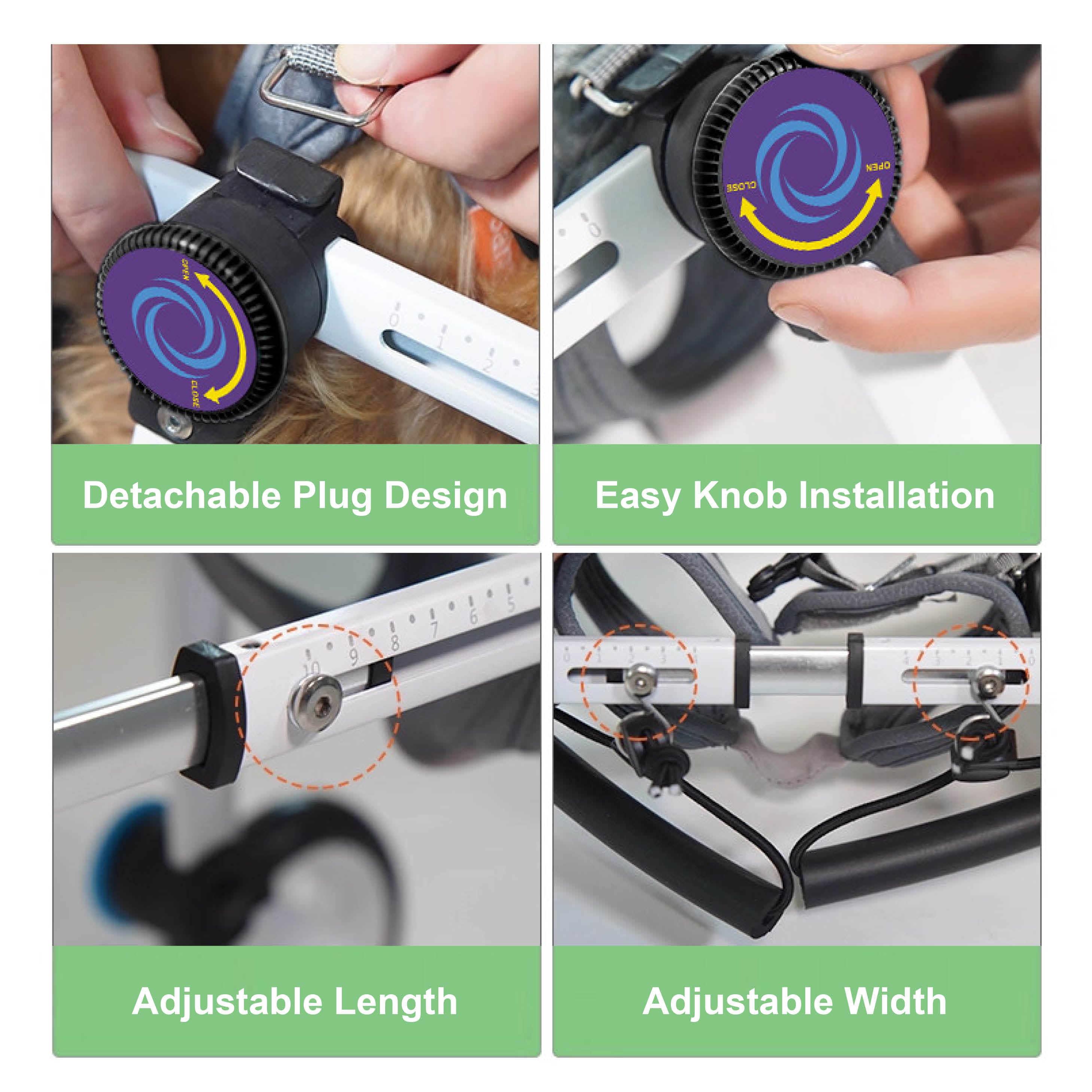 Adjustable 4-Wheel Dog Wheelchair for Rear Leg Disability