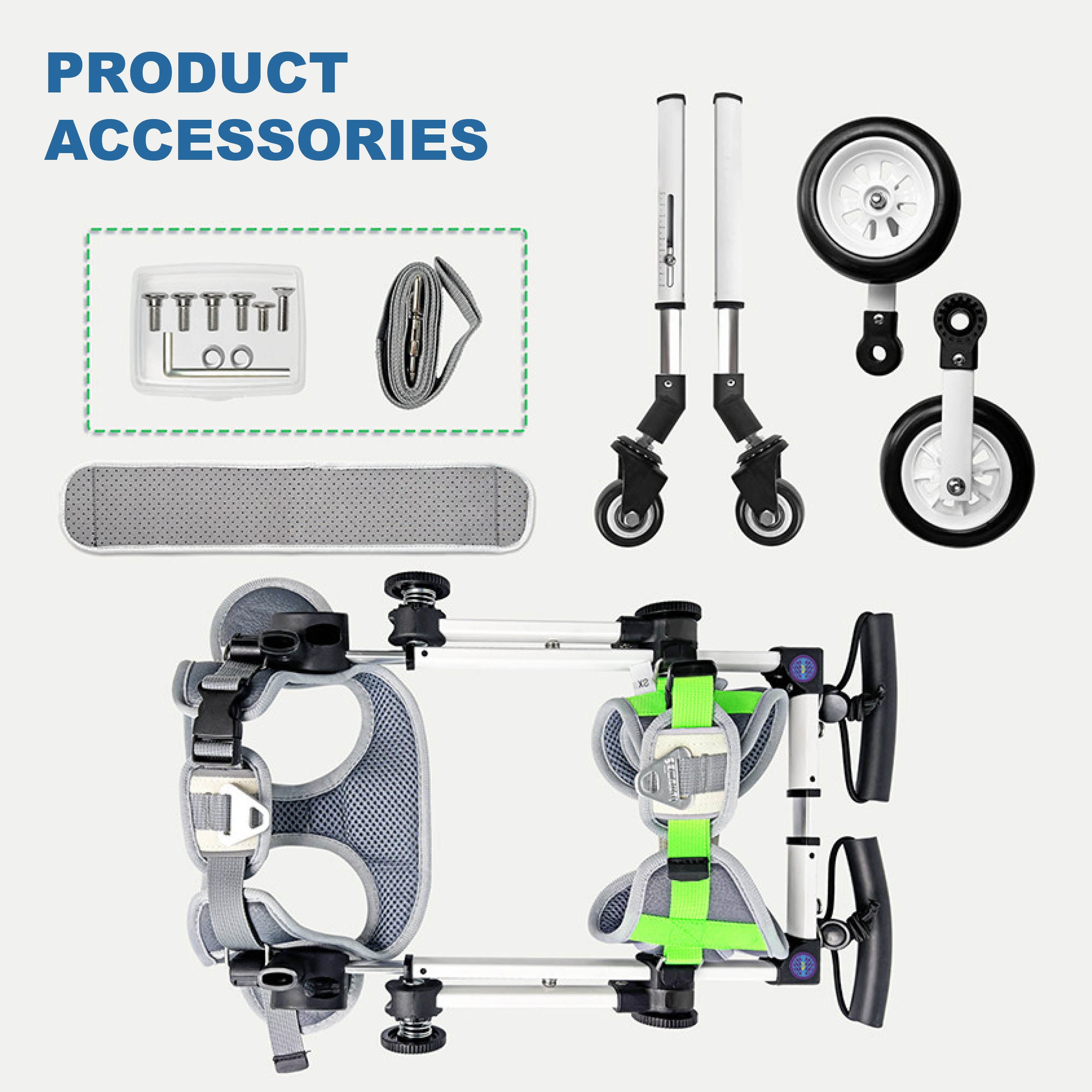 Adjustable 4-Wheel Dog Wheelchair for Rear Leg Disability