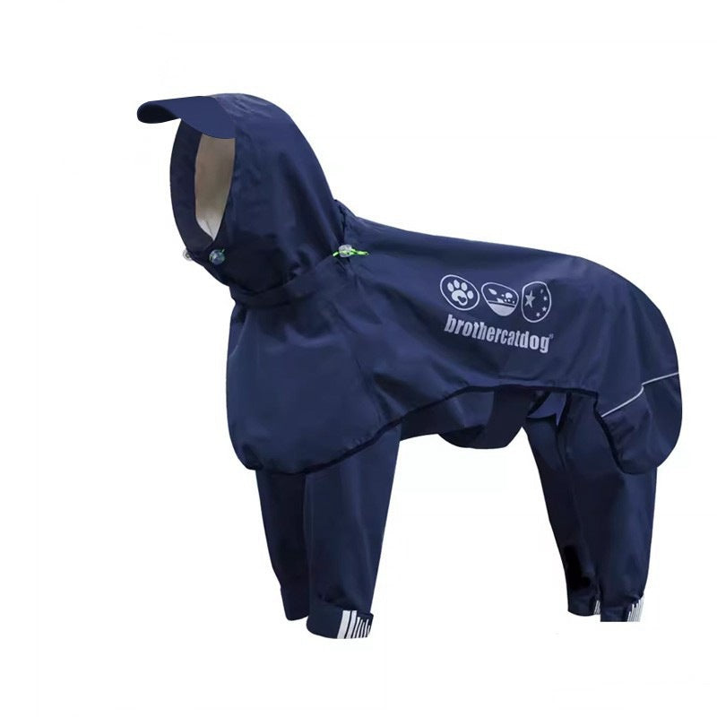 Adjustable Dog Raincoat Waterproof Windproof Dog Coat Fully Wrapped Reflective Dogs Jacket Raincoat