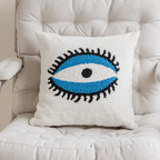 Boho Evil Eye Cushion – Tufted Embroidery for Home Protection