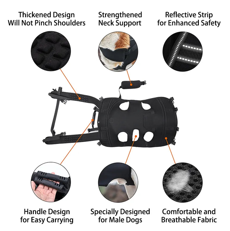 Dog Carry-Support Harness for Large Dogs