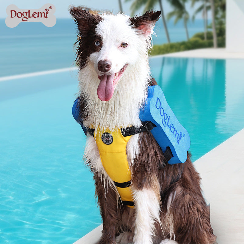 Dog Life Jacket Swimming Safety Vest Adjustable Life Preserver With Rescue Handle Reflective Float Coat