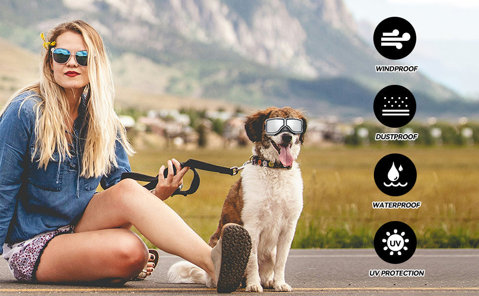 Anti-UV Dog Glasses Windproof Dog Goggles Pet Sunscreen with Adjustable Strap