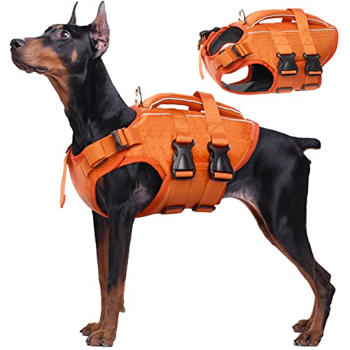 Dog Life Jacket High Flotation Dog Life Vest With Reflective & Rescue Handle For Swimming Boating