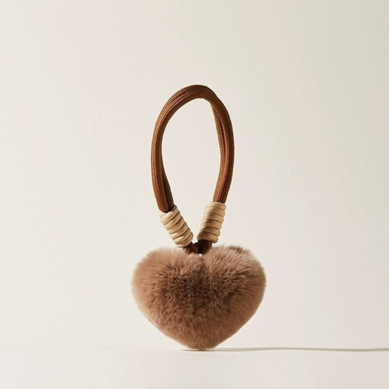 Fuzzy Love Heart Purse Charms