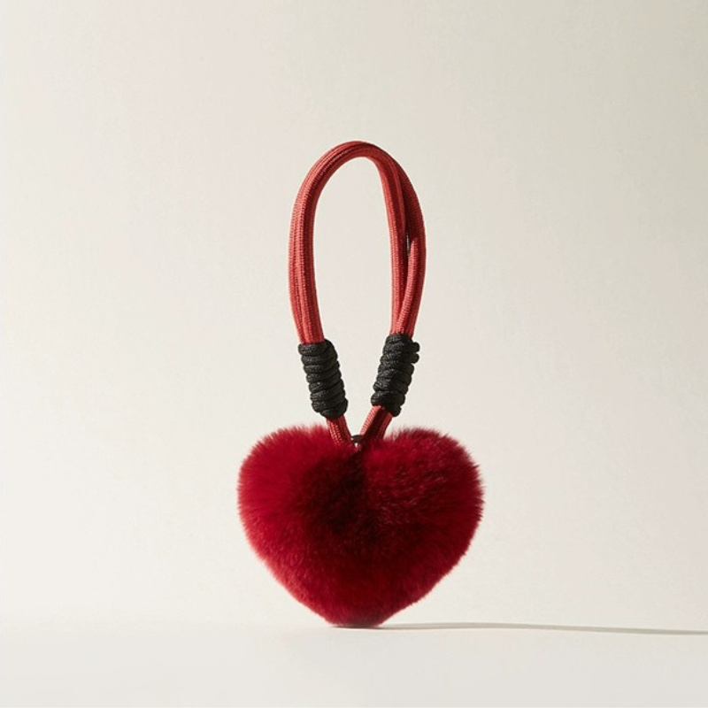 Fuzzy Love Heart Purse Charms