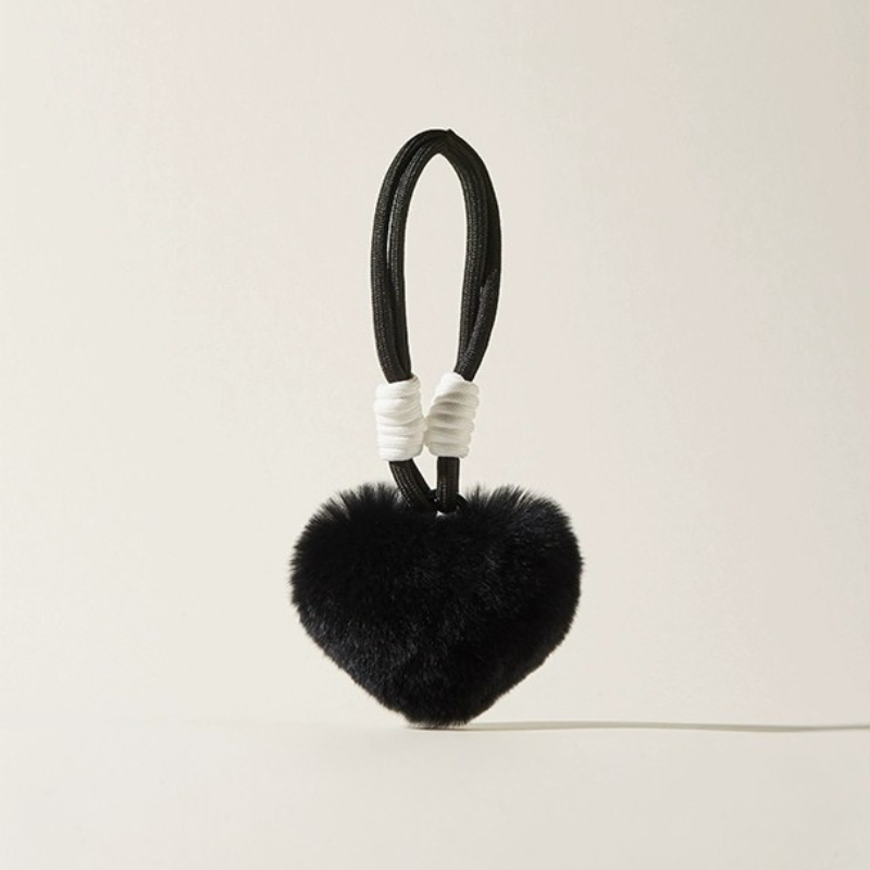 Fuzzy Love Heart Purse Charms