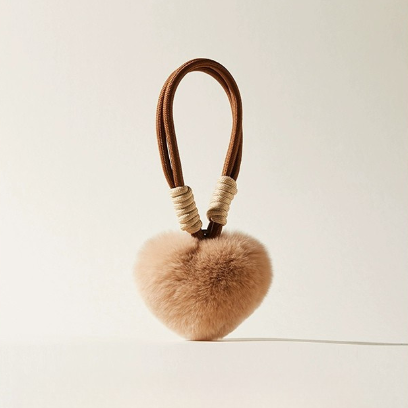 Fuzzy Love Heart Purse Charms