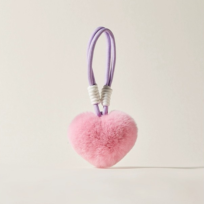 Fuzzy Love Heart Purse Charms