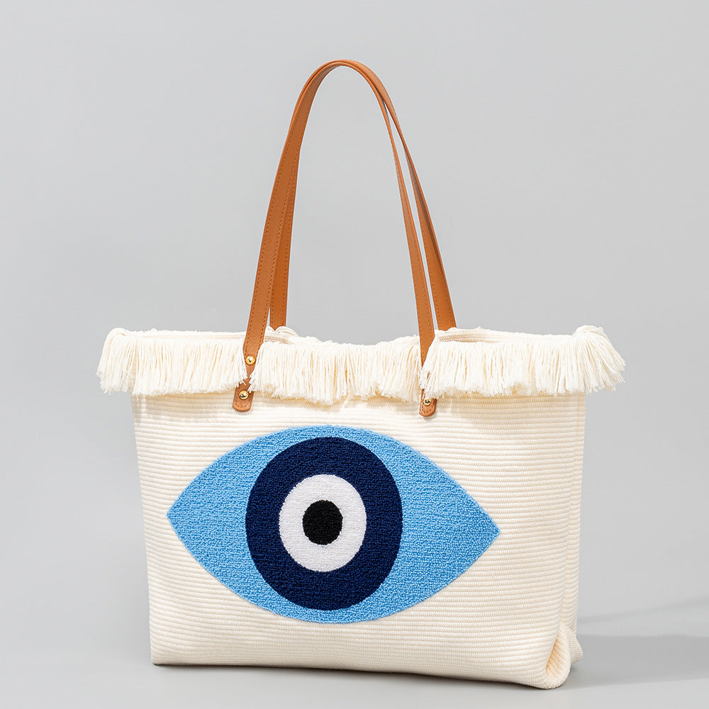 Hand Embroidered Evil Eye Cosmetic Bag