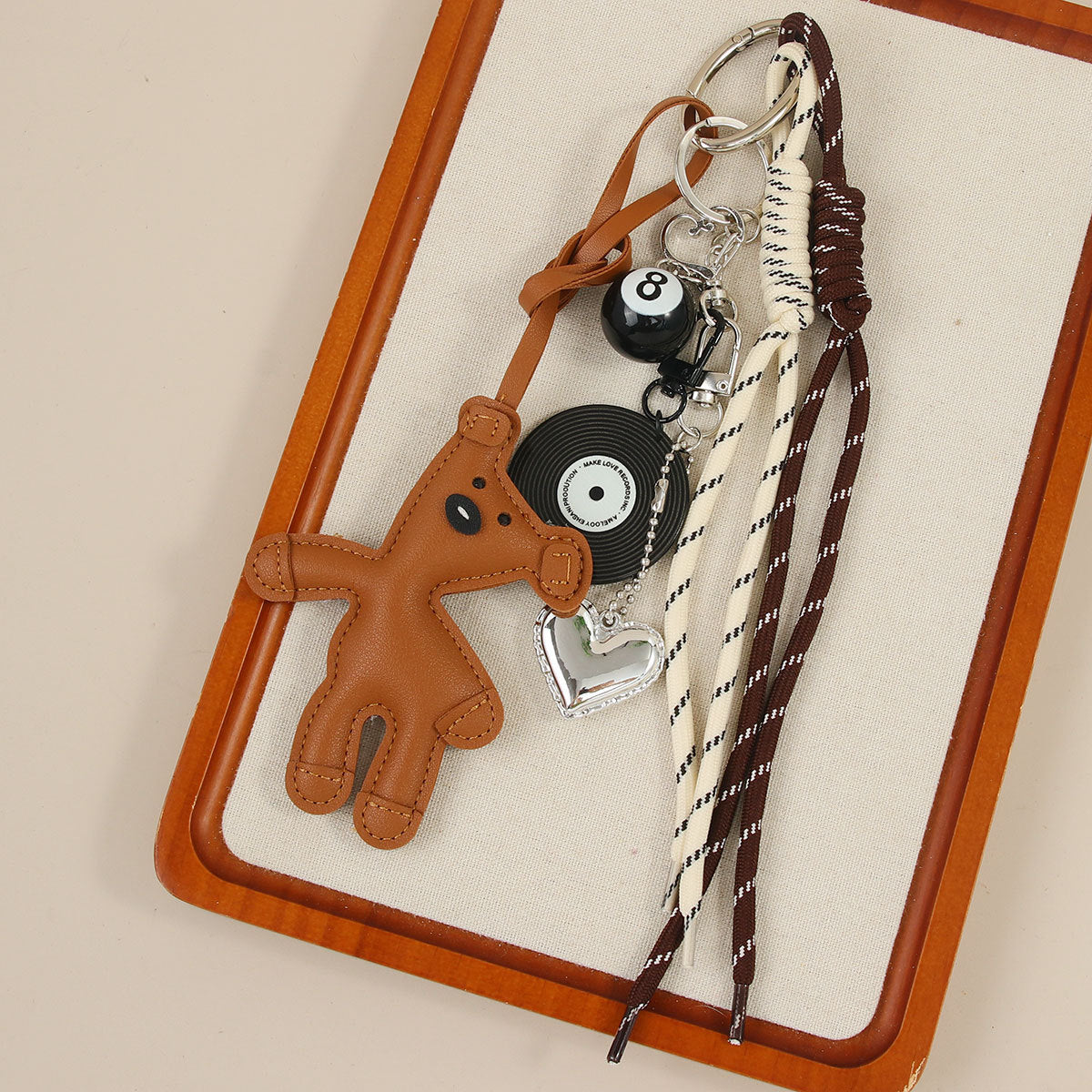 Leather Teddy Bear Lucky Charm