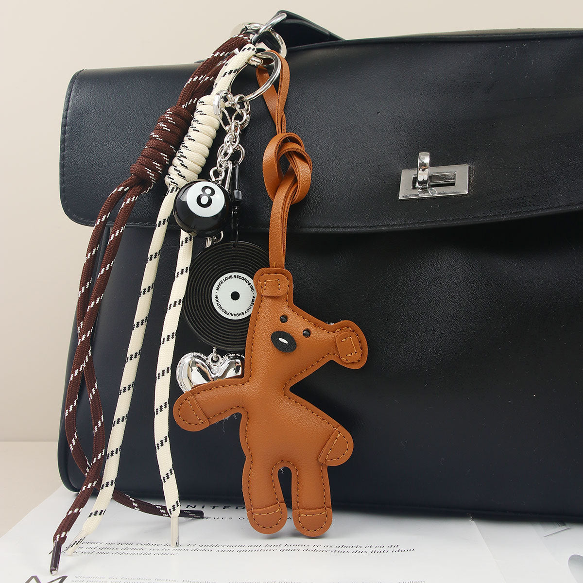 Leather Teddy Bear Lucky Charm