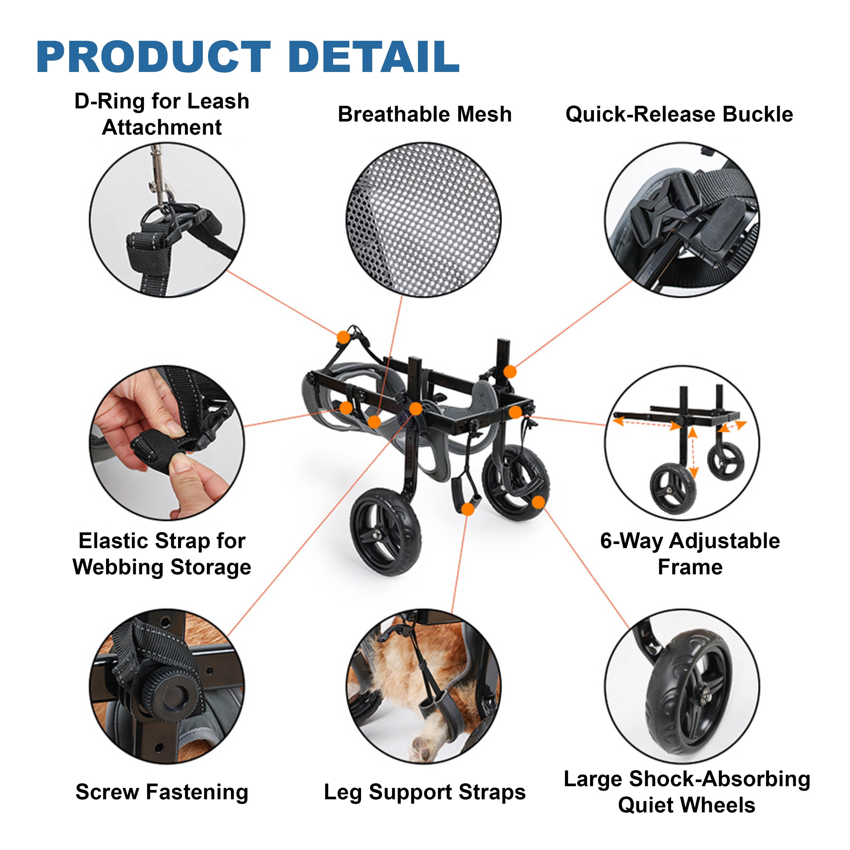 Medium Dog Rear Support Wheelchair