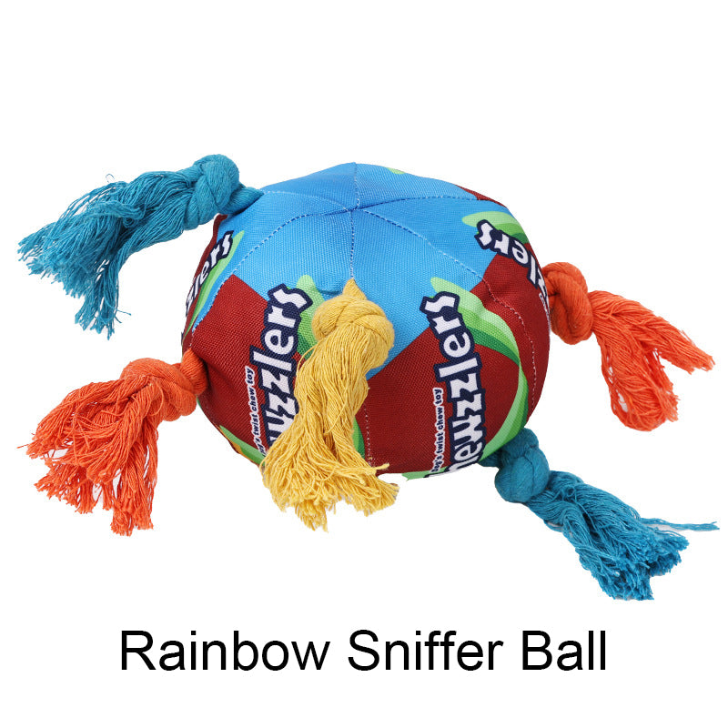 Pet Dog Rainbow Twist Candy Toy  Resist Cotton Dog Ropes Ball Soundmaking Chew Interactive Toys