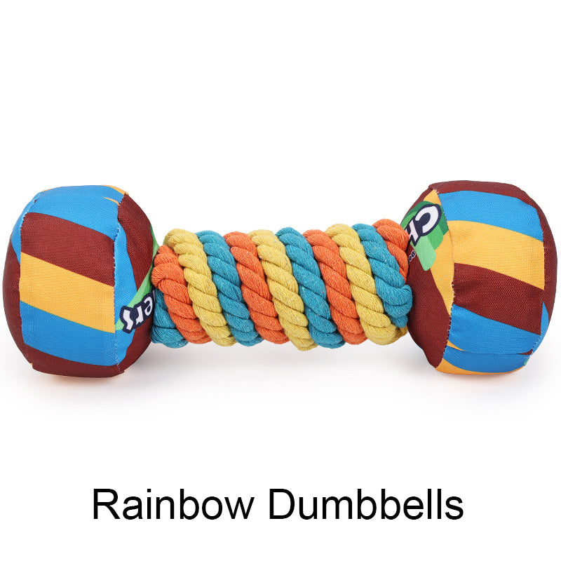 Pet Dog Rainbow Twist Candy Toy  Resist Cotton Dog Ropes Ball Soundmaking Chew Interactive Toys