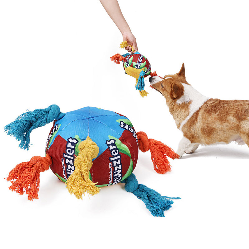 Pet Dog Rainbow Twist Candy Toy  Resist Cotton Dog Ropes Ball Soundmaking Chew Interactive Toys