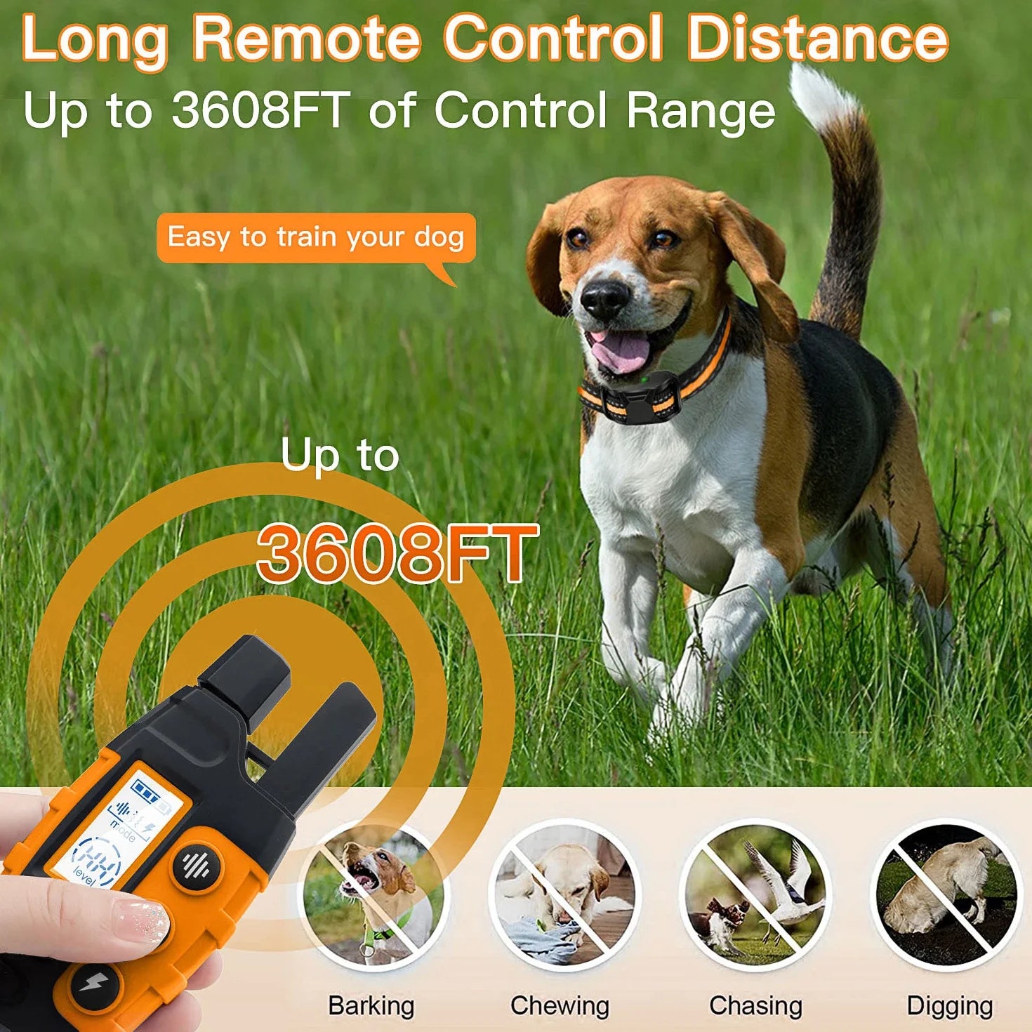 3300Ft Waterproof Electric Dog Training Collar for 5-120lbs Puppy with Remote Control