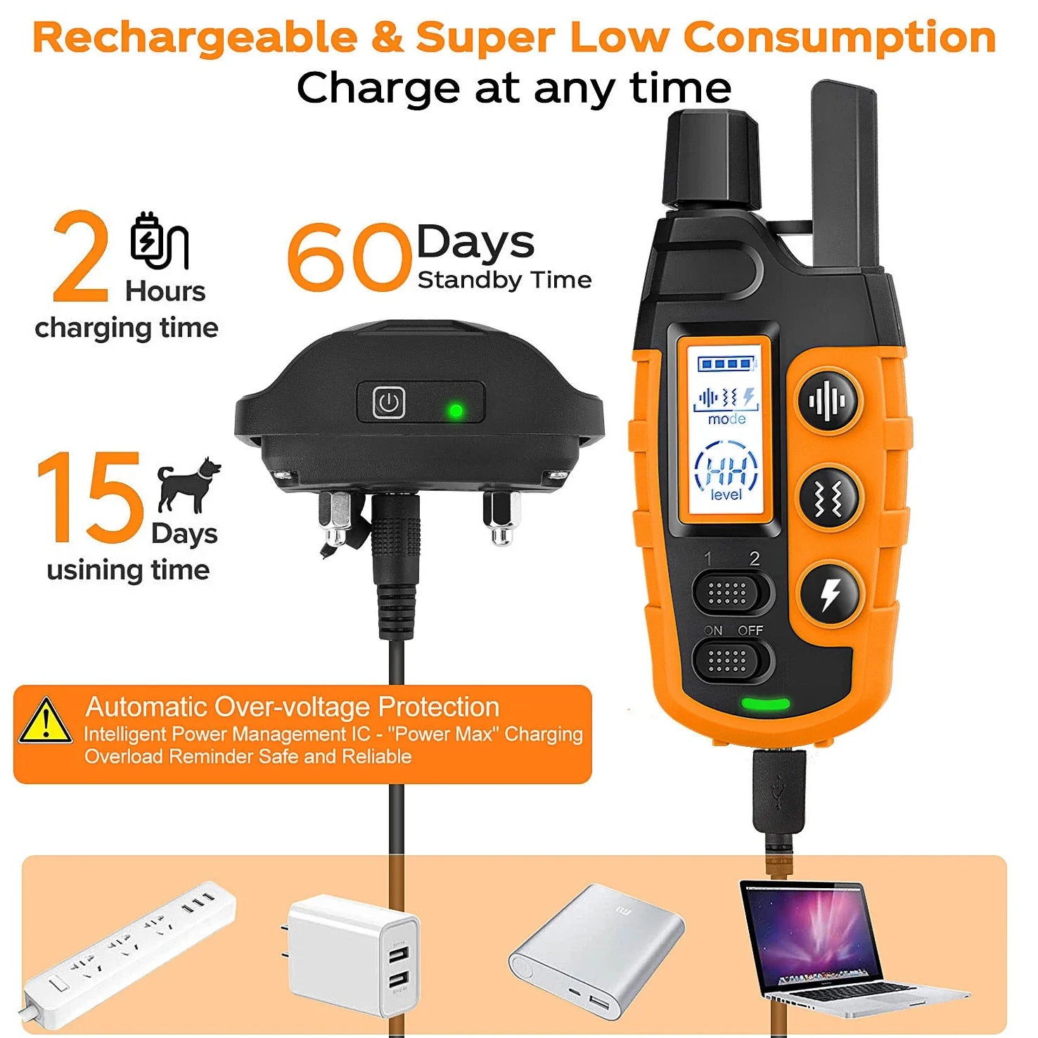 3300Ft Waterproof Electric Dog Training Collar for 5-120lbs Puppy with Remote Control