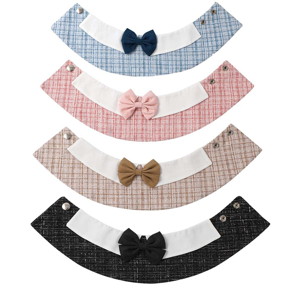 Pet Dog Bandana Striped and Cartoon Bow Tie Printed Cotton Dog Scarf Luxury and Cute Saliva Towel