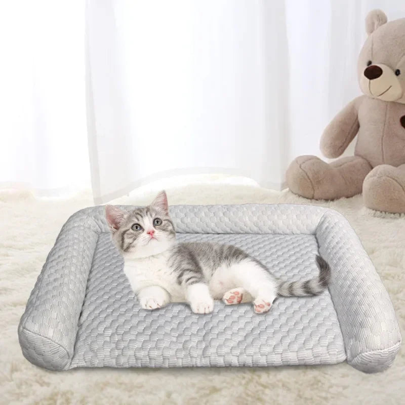 Summer Cooling Ice Silk Mat & Bed Set for Dogs Cats