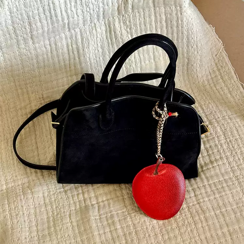 Apple Cat Leather Bag Charm