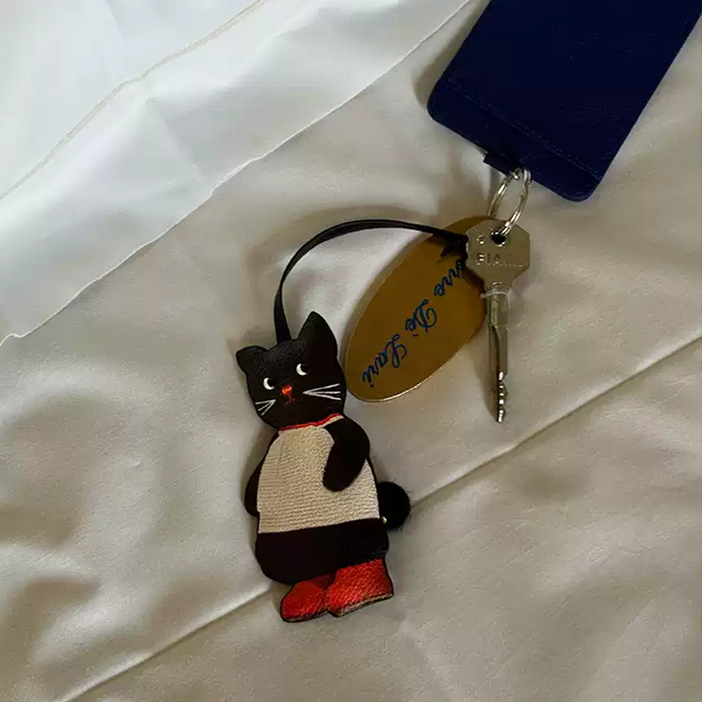 Apple Cat Leather Bag Charm