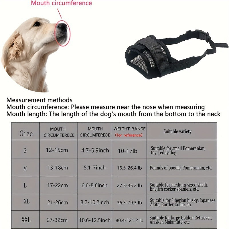 Adjustable Dog Muzzle — Lightweight Safety Muzzle for Vet Visits, Grooming & Scavenging| Allows Panting & Drinking (S–XXL)