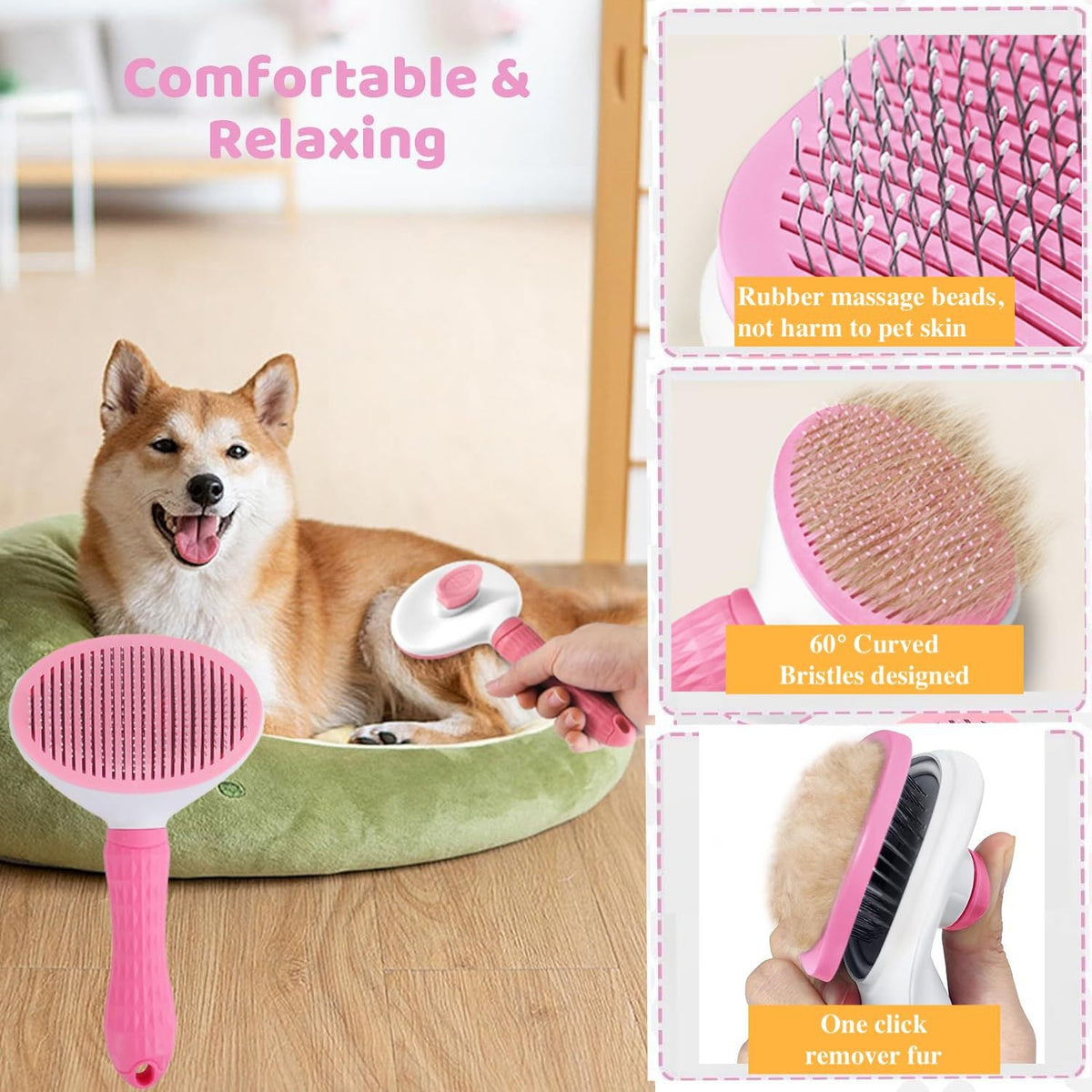 7-Piece Dog Grooming Set — Stainless Steel De-Shedding Comb, Flea Comb, Nail Cutter & Bath Brush| Complete Home Kit