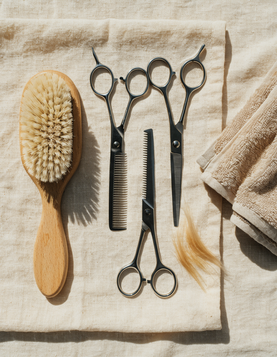 7-Piece Dog Grooming Set — Stainless Steel De-Shedding Comb, Flea Comb, Nail Cutter & Bath Brush| Complete Home Kit