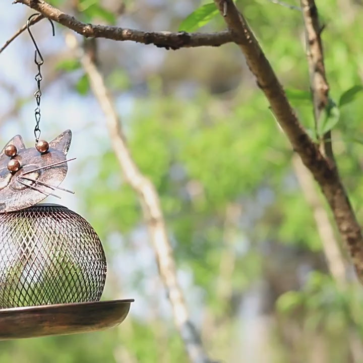 Cat-Shaped Metal Bird Feeder